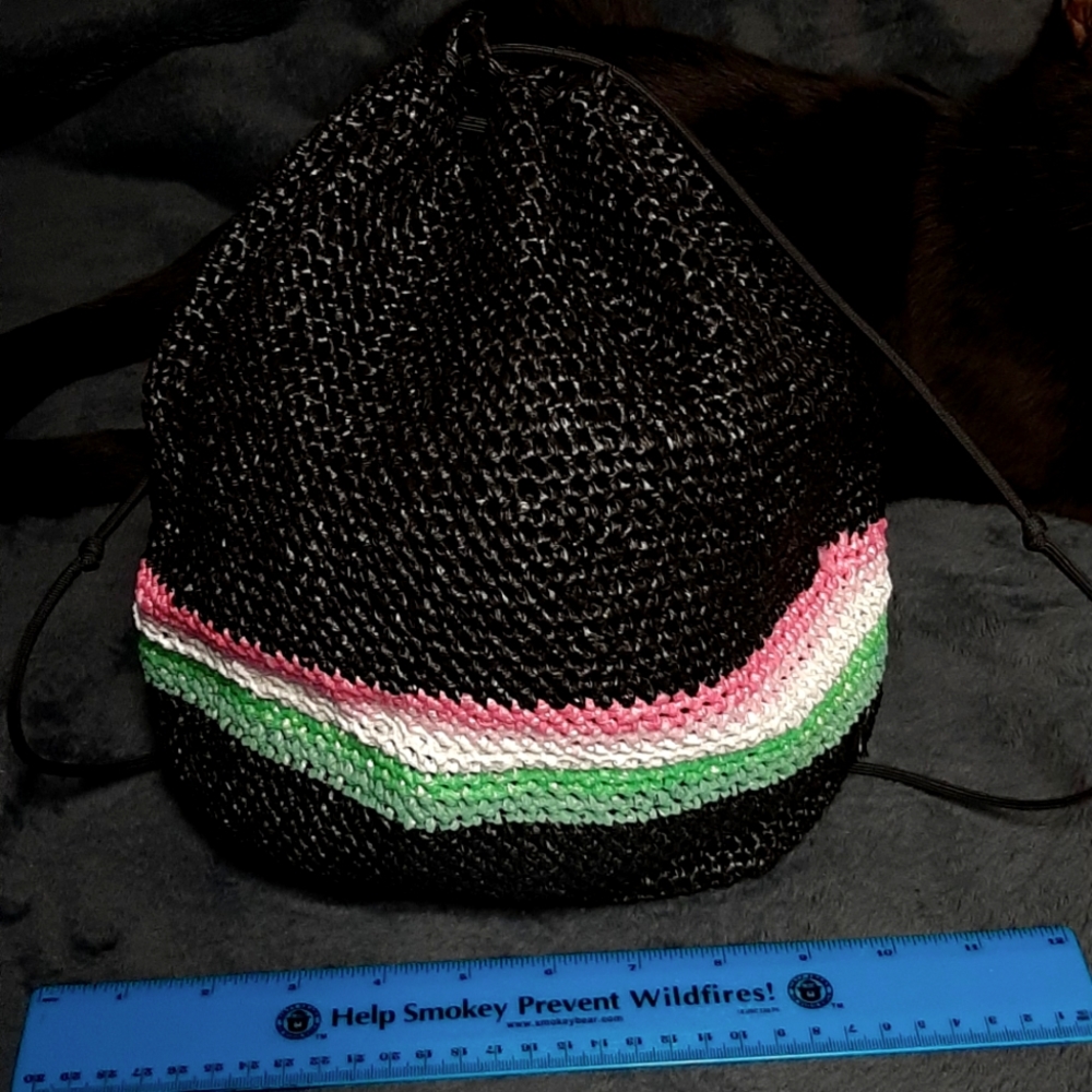 Crochet Plastic Drawstring Bag - image 1